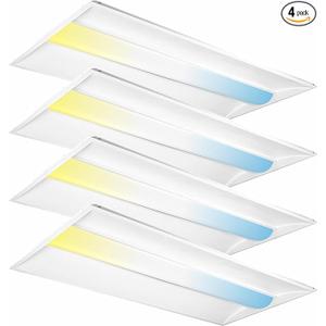 2x4 FT LED Center Basket Troffer Panel Light, 30/40/50/60/72W, 5CCT Color Tunable 3000K/3500K/4000K/5000/6500K, 0-10V Dimmable Drop Ceiling Lights, 120-277V-ETL&DLC Qualified, 4-Pack