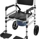 Enlarged Rolling Shower Chair, Rolling Shower Chair with Wheels for Elderly and Disabled, Foldable & Adjustable Height Sturdy Rolling Showering Chairs Capacity of 300lbs Sofa Cushion - U-Shaped Plate