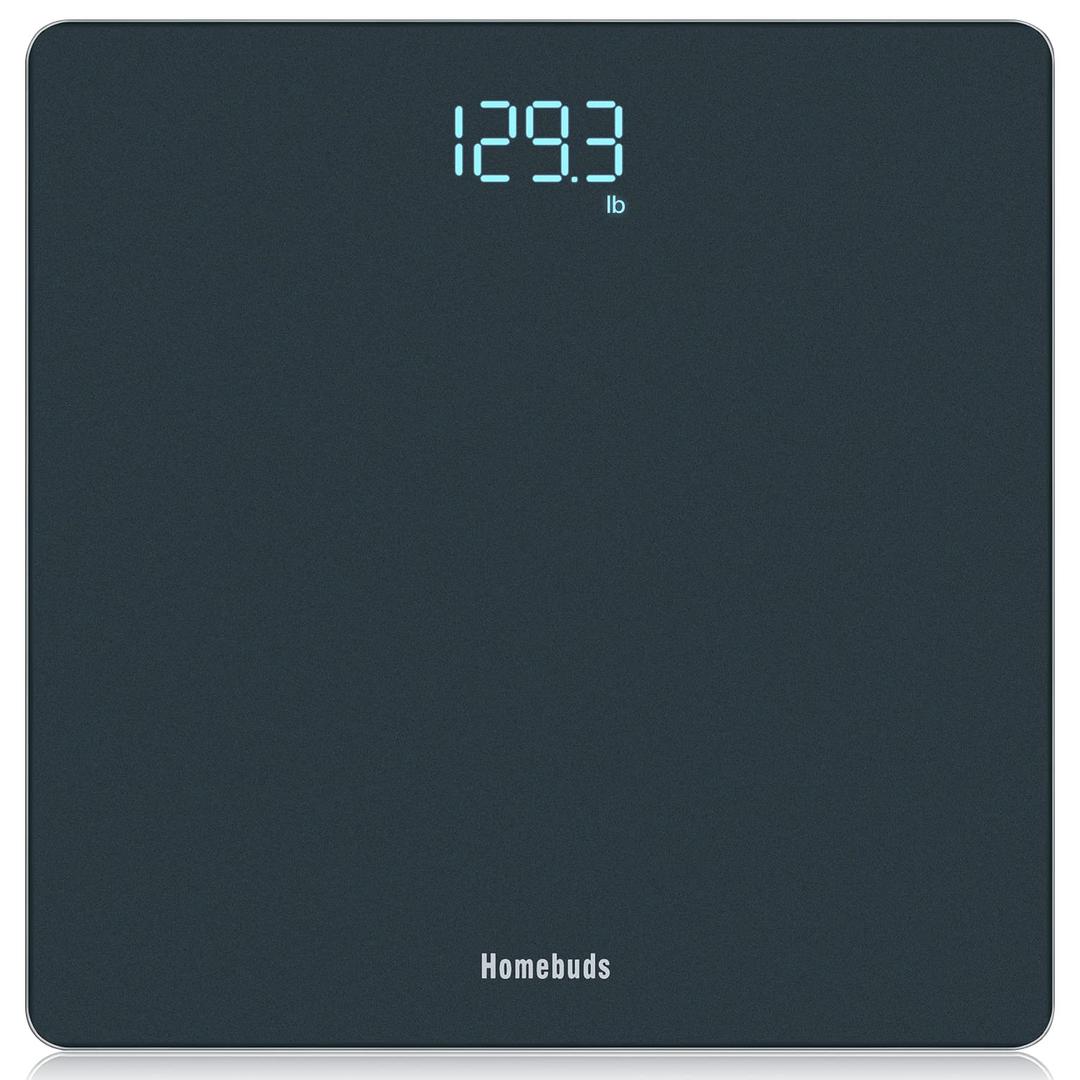 Homebuds Digital Bathroom Scale for Body Weight, Weighing Professional Since 2001, Crystal Clear LED and Step-on, Batteries Included, 400lb/180kg, Blue (Blue Bathroom Scale)