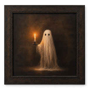 Cute Small Ghost Holding Candle Victorian Panting Printable, Dark Academia Room Decor Instant Download, Spooky Halloween Ghost Digital Art