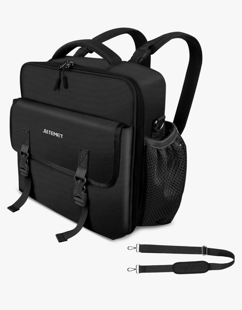 Zipper Binder 700-Sheet 3-inch D Ring with Multiple Pockets Folder,Up 14" Laptop Detachable Backpack Straps & Shoulder Use for Office (Black)