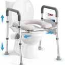 Toilet Seat Riser for Seniors, Raised Toilet Seat with Handles, Adjustable Height & Width, 400lb Handicap Elevated Toilet Seat, Fit Any Toilet