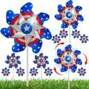10pcs Fourth of July Pinwheels,4th of July Decorations American Flag Reflective Pinwheel, Garden Wind Spinners for Yard Patriotic Outdoor Decor, Memorial Day Independence Decorations