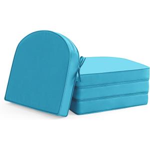 Outdoor Chair Cushions Set of 4: Waterproof & Fade Resistant Patio Furniture Cushions - 18.5 x 16 x 2 Inch Non Slip Round Corner Seat Cushion Pads with Removable Cover for Garden Yard Lawn, Teal