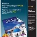 Epson Premium Presentation Paper MATTE (8.5x11 Inches, Double-sided, 50 Sheets) (S041568),Bright White