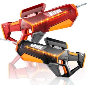 Electric Water Gun for Adults Kids - 2 Pack Powerful Automatic Squirt Gun Long Range Large Capacity, Auto Water Blaster Summer Outdoor Pool Beach Toys Gifts for 6 7 8 Year Old Boys Girls(Black+Red)