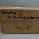 Stainless Steel Litter Box with High Sides, XL High Sided Cat Litter Pan, Open Top Extra Large Metal Cat Litter Box, Non-Stick, Odor Free, Leakproof, Scoop Included, Gray