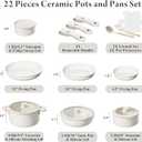Bazova 22-Piece Pots and Pans Set Non Stick with Removable Handles, Ceramic Cookware Set, Large-Capacity & Non Toxic, Induction & RV Compatible, Dishwasher Safe, PFAS/PTFE/PFOA Free, White
