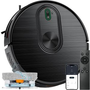 XIEBro 2 in 1 Robot Vacuum and Mop Combo, 6500Pa Suction, Robotic Vacuum Cleaner with 200 Min Runtime, Self-Charging, App/Alexa/Voice Control, Ideal for Hard Floor, Pet Hair, Carpet (Black)