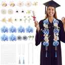 Yinder 36 Pcs DIY Graduation Leis Set Class of 2026 Flower Graduation Stole with Tassel Acrylic Card Letter Sticker Congrats Grad Necklace for Craft High School College Gift Ceremony Party(Blue)