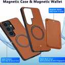 Designed for Samsung Galaxy S25 Ultra Case, Galaxy S25 Ultra Case with Card Holder, Supporting for Mag-Safe & Magnet, Knitted PC Cover with Soft TPU Edges, Anti-Slip & Shock-Absorbing(Orange)