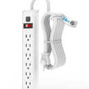 Surge Protector Power Strip, 24 Feet Extension Cord, 600 Joules Surge Protection, Multiple Protection 6 Outlet Strip, 14 AWG Cord, 15A/1875W, ETL Listed