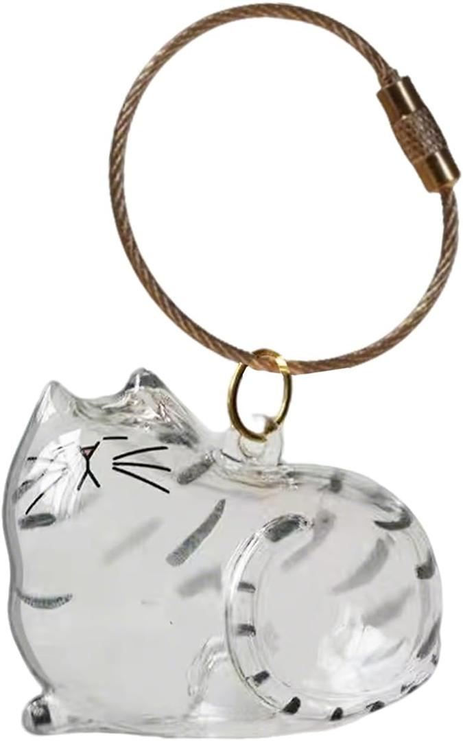 Cat Pet Keepsake Funeral Supplies: DIY Pet Fur Memory Capsule, Memorial Keychain for Cats, Transparent Transparent Material Pets Fur Keepsake, Self-Fill cat Memorial Gift for Pets Lovers (No.4)