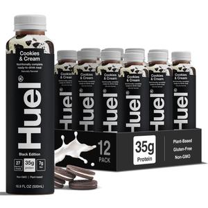 Huel Black Edition Ready-to-Drink | Cookies and Cream Meal Replacement Shake | 35g High Protein Drink | 27 Vitamins & Minerals, Vegan, Gluten Free | Plant Based | High Fiber, Low Sugar | 16.9 Fl Oz, 12 Pack