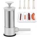 Manual Sausage Stuffers, 2.2-Pound Household Vertical Sausage Makers with 4 Stuffing Nozzles for Homemade Sausage, Faster Ground Meat Filling, Whtie