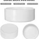 8'' Ceramic Raised Dog Bowl - 70Oz Dog Food & Water Bowl with Elevated Non-Slip Bamboo Stand, Dishwasher & Microwave Safe, Anti Vomiting Heavy Duty Pet Bowl for Medium and Large Dogs, White