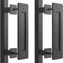 SKYSEN 2 Pack 12" Barn Door Handles, Sliding Barn Door Pull Handle, No Gap Flat Plate Design- Heavy Duty- Square- Easy to Install- Matt Black (685-2)