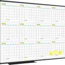 JILoffice Magnetic Dry Erase Calendar Whiteboard, 12 Months White Board Planner 48 X 36 Inch, Black Aluminum Frame Wall Mounted Board for Office Home and School