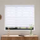 MYshade Cordless Zebra Blinds with Free-Stop Function - Dual Layer Light Filtering & Privacy Sheer Shades for Day and Night - Easy Install Window Shades for Home, Living Room, 35" W x 72" H,White