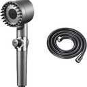 Black Shower Head Rainfall High Pressure 3 Modes Adjustable Boost Filter Holder with Hose for Bathroom Accessories Sets,F