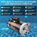 RAMATA B2853 Pool Pump Motor, 1 HP, 115/230V, 3450 RPM, 56Y Frame - Compatible with A.O. Smith, Century, Pentair SuperFlo, WhisperFlo, Sta-Rite, Hayward & Jandy Pool Pumps
