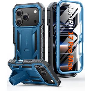 FNTCASE for iPhone 17 Pro-Max Case: Military Grade Drop Proof Protection Mobile Cover with Kickstand Protective Sturdy Phone Case - 6.9 inch Blue