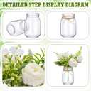 XunYee 10 Set Mason Jar Table Centerpiece with Flower Mason Jar Flower Centerpiece Vases Decor for Engagement Party Bridal Shower Wedding Reception Table Decor(White,Rose)