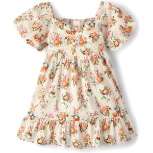 Gymboree Girls' and Toddler Short Sleeve Tiered Dresses (8, Garden Bunny)