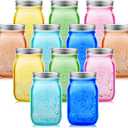 Tessco for you 12 Pcs Bulk Colored Mason Jars with Lids 16 oz Decorative Centerpieces Glass Pint Canning Containers Regular Mouth for Flower Food Storage Wedding Halloween Christmas DIY Crafts