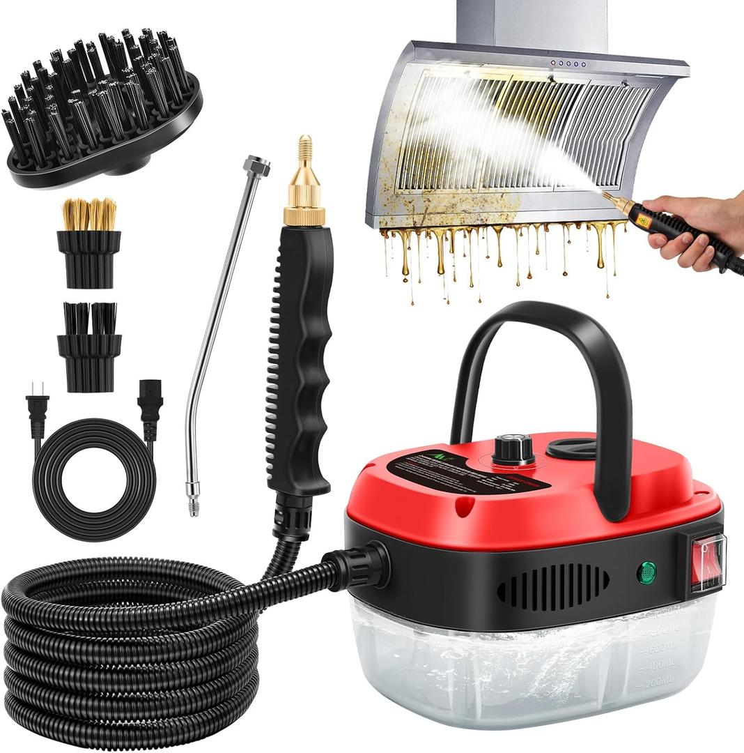 Sakerplus 2500W Handheld Steam Cleaner, 10S Rapid Heating Steamer with 6 Adjustable Levels, 36oz Large Capacity Water Tank, Portable High-Power Steam Cleaner for Home, Kitchen, Bathroom, Floor, Car