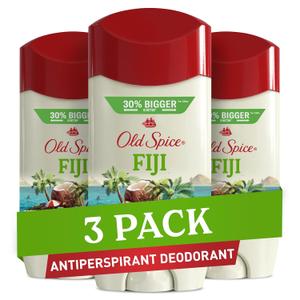 3 x Old Spice Men's Antiperspirant & Deodorant, 24/7 Lasting Freshness, Advanced Sweat & Odor Protection with Skin Conditioners, Invisible Solid, Fiji with Palm Tree Scent, 3.4 oz (Pack of 3)