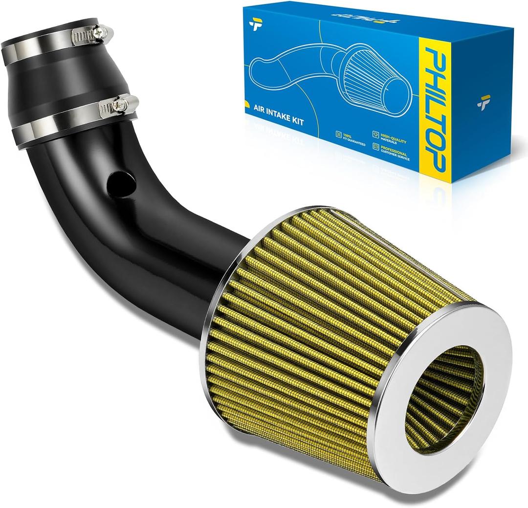 PHILTOP 3" Cold Air Intake Kit System Compatible with Honda CR-V 1999-2020, Civic 1999-2020, Odyssey 1998-2021, Hyundai Sonata 1999-2021, High Performance, Yellow, 2006-2011 Honda Civic 1.8L (Exc. Si)