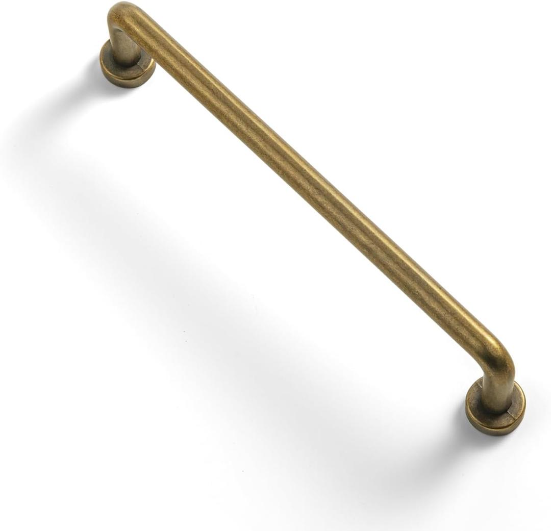 Goo-Ki 12 Pack 5'' Center to Center Antique Brass Cabinet Bar Pulls Vintage Drawer Handles Closet Classic Retro Home Kitchen Improvement Hardware