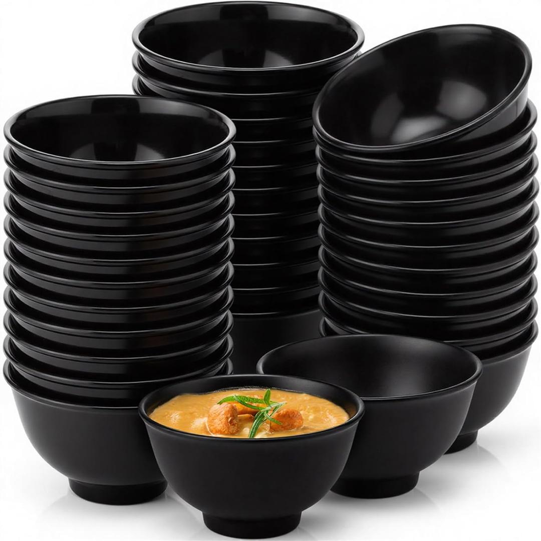 Tioncy 36 Pcs Bowls Set Unbreakable Dessert Soup Salad Bowls for Pasta Cereal Soup Dishwasher Safe (10 oz,Black)