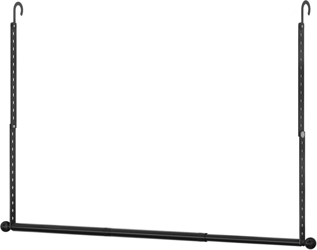 Closet Rods for Hanging Clothes, Adjustable Metal Closet Extender Hanging Rod, Space-Saving Closet Rod Extender Clothes Hanging Bar, Closet Poles for Hanging Clothes (Black, 31.5-47.2 IN)