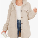 Haloumoning Girls Fuzzy Fleece Jacket Casual Button Down Sherpa Overcoat Faux Fur Jackets Outwear 150