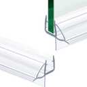 2 PCS Shower Door Bottom Seal, 1/4 X 36 Frameless Shower Glass Door Seal Strip, Clear PVC Shower Door Sweep Stop Shower Leaks, Shower Seal for 1/4 Inch (6mm) Glass