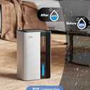 Dehumidifiers for Home, 850 sq.ft 95oz Dehumidifier with Drain Hose Timer Sleep Mode Auto-Off 7 Colors Light, Dehumidifier for Bedroom Bathroom Basements RV Silver