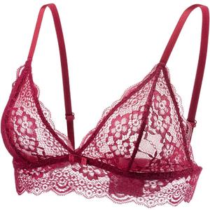 Lace Bralettes for Women No Underwire Sexy Triangle See Thru V Neck Unpadded Bra, XL