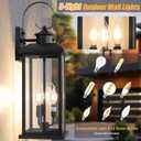 24" Dusk to Dawn Outdoor Wall Light Fixture 2 Pack-Black Extra Large Modern Porch Lantern 3-Light, Waterproof Exterior Lighting Sconce Wall Mount, Outside Lamp for Entryway Garage Coach E12 Base, 2 PK Dusk to Dawn