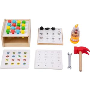 Adena Montessori 2 in 1 Montessori Screwdriver Board Set & Hammer Peg Toy Game Wooden Tool Set for Kids 3 4 5 Year Old