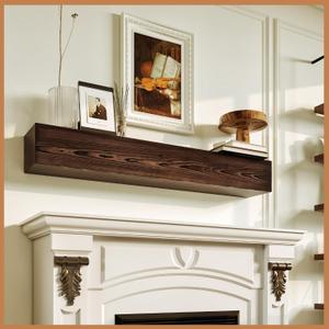 Avana Floating Fireplace Mantel - Natural Wood Mantles for Over Fireplace - Handcrafted Mantel Farmhouse Floating Shelf - Mounted Fireplace Wood Mantle - 48 X 8 X 5 Inch - Rustic Brown