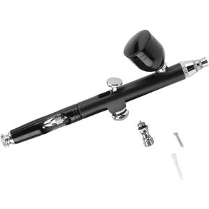 Airbrush Kit, Dual Action Gravity Feed Airbrush Gun with 0.3mm Nozzle - Precision Paint Sprayer Set for Model Painting, Cake Decorating, Nail Art, Makeup, Shoes & Crafts (Black)