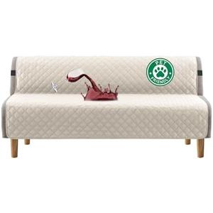Turquoize 100% Waterproof Futon Cover Futon Slipcover Washable Armless Sofa Bed Slipcover Protector Seat Width Up to 70" with Adjustable Elastic Strap Anti-Slip for Dogs, Ivory