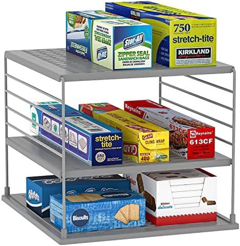 WANCHIY Upgraded Pantry Organizers and Storage- Divided Compartment Holder for Foil and Plastic Wrap Organizer- Kitchen Organizers and Storage for Aluminum Foil, Wraps, Box- Organization and Storage