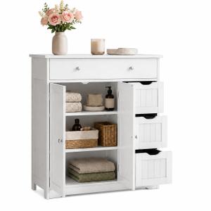 Bathroom Storage Cabinet, Freestanding Floor Cabinet with 4 Drawers