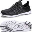 DLGJPA Men's Lightweight Quick Drying Aqua Water Shoes Athletic Sport Walking Shoes (10.5, 19127 black/white)