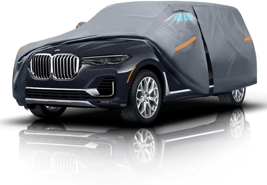 Large SUV Car Cover for BMW X7 (2018-2025) 100% Waterproof All Weather, Heavy Duty Outdoor Full Exterior Covers Rain Sun Wind UV Protection.