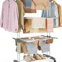 SONGMICS Clothes Drying Rack Stand 4-Tier, Foldable Laundry Drying Rack 68.1-Inch Tall, Steel, Rolling Clothes Horses Dryer Rack, Easy to Assemble, Indoor Outdoor Use, White ULLR701W01, 25"D x 50.4"W x 68.1"H