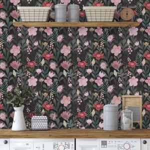Abyssaly Peel and Stick Wallpaper Vintage Wallpaper Floral Contact Paper for Bedroom Shelf Liner Decor (Dark Green A, 17.7" x 118")
